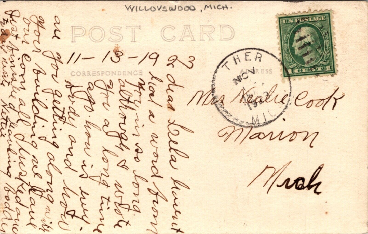 Real Photo Postcard Willouswood House on a River Waterway possibly in Michigan