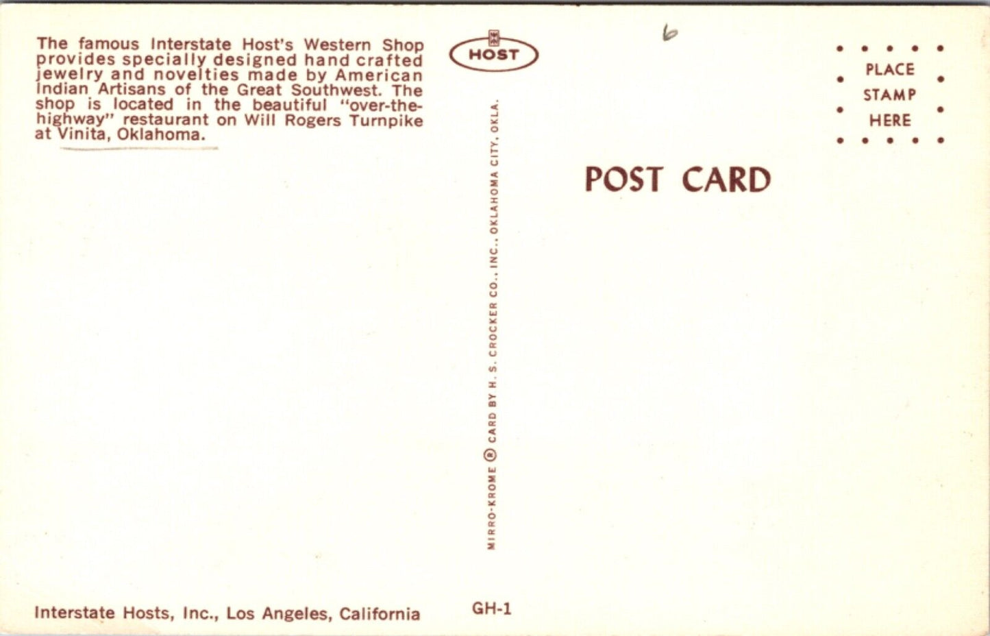 Postcard Host's Western Shop Indian Jewelry Artisans in Vinita, Oklahoma