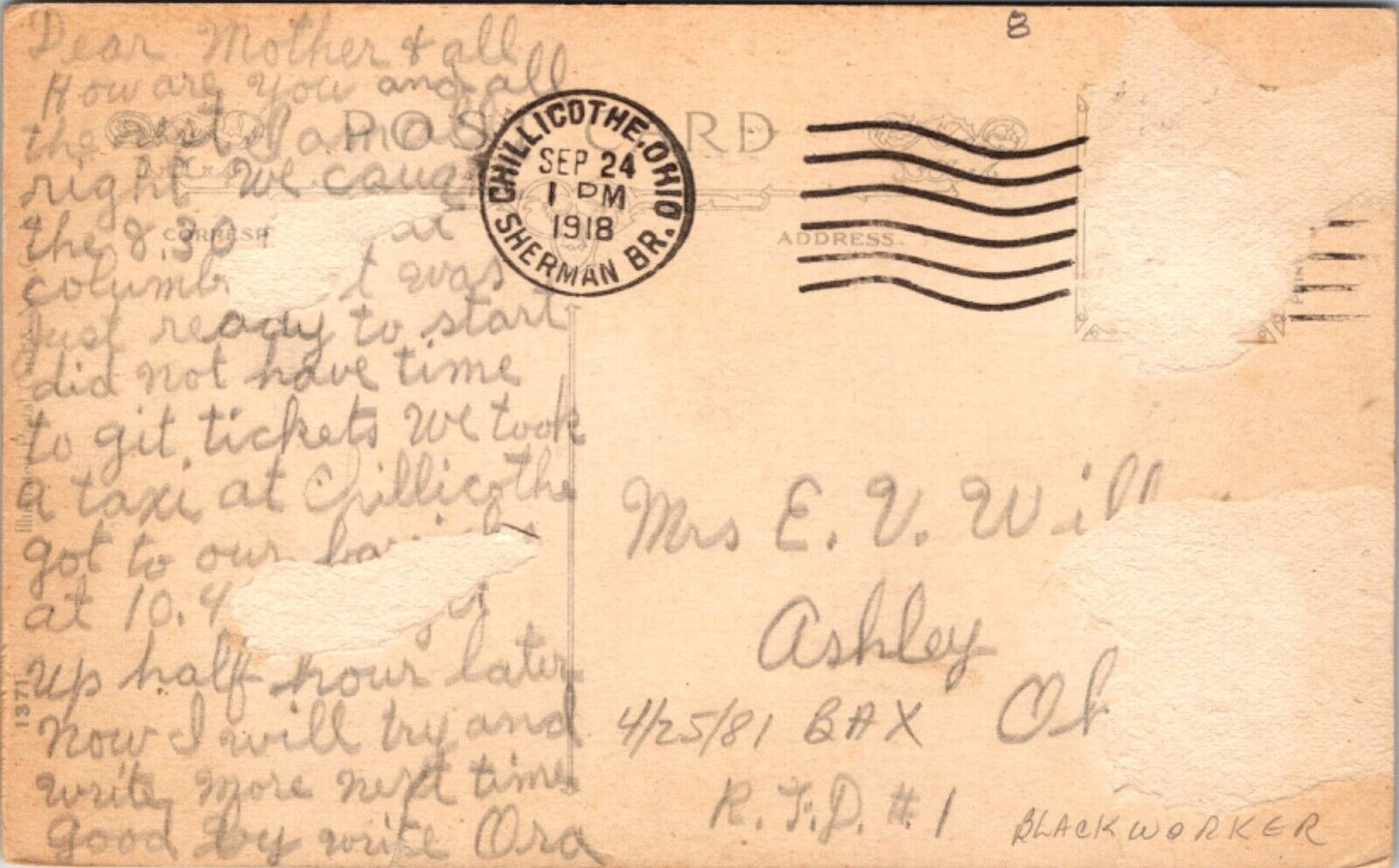 Postcard Mail For The Folks at Home Army Y.M.C.A. Postmen Automobile Truck