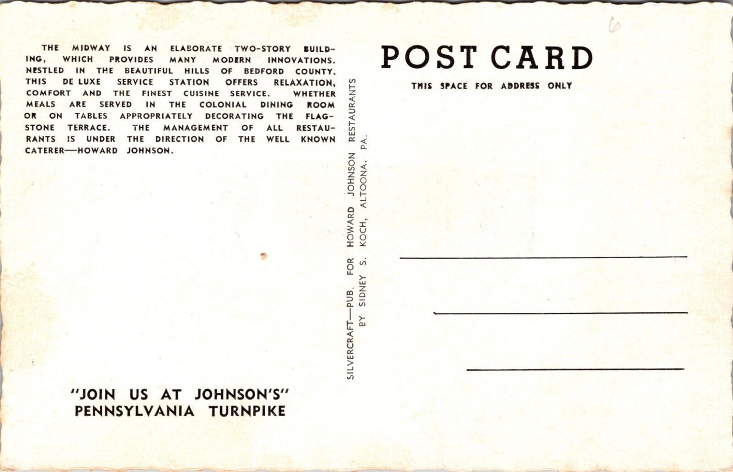 Esso Midway Station Howard Johnson's Food Pennsylvania Turnpike Restaurant Gas