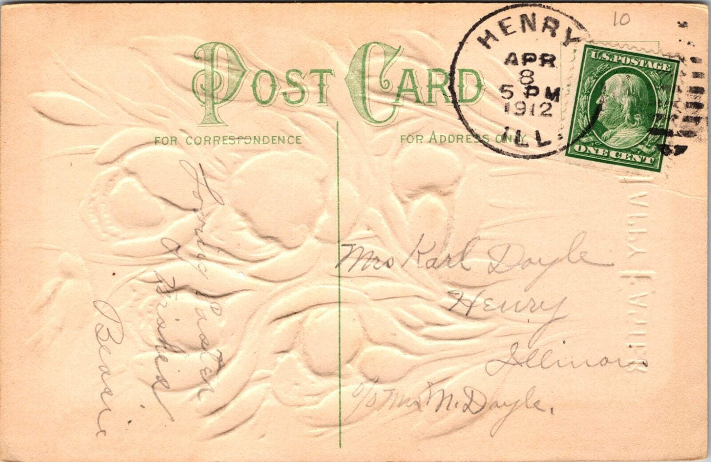 Vintage Easter Postcard Childrens Flower Faces in Purple Crocuses 1912