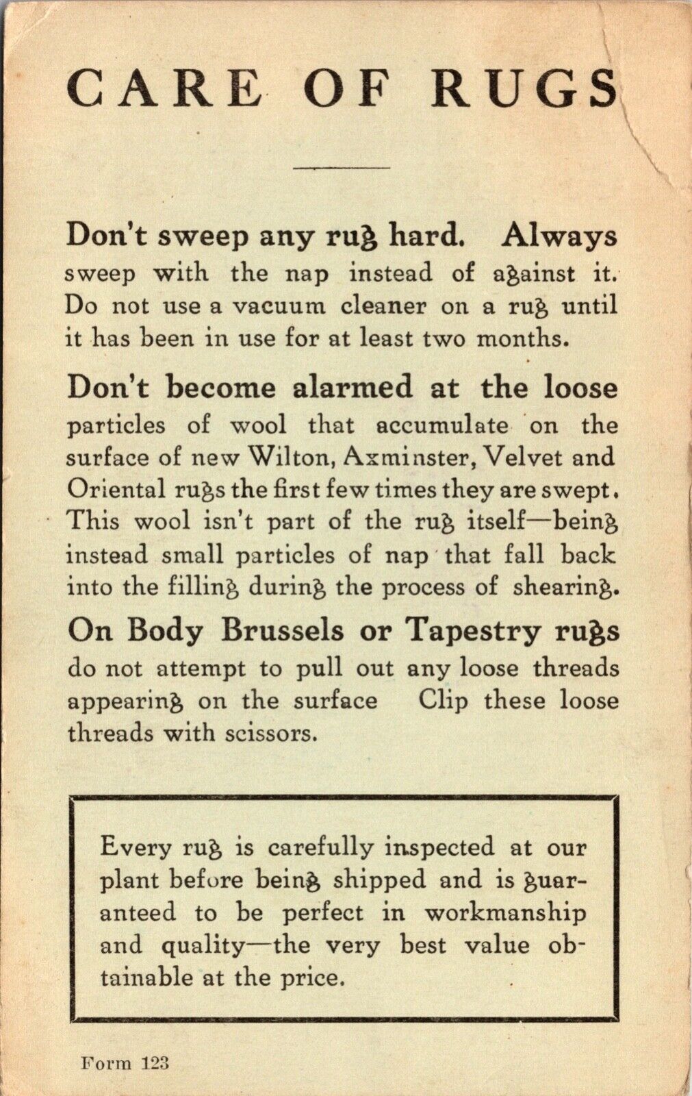 Postcard Advertising Olson Rug Company in Chicago, Illinois