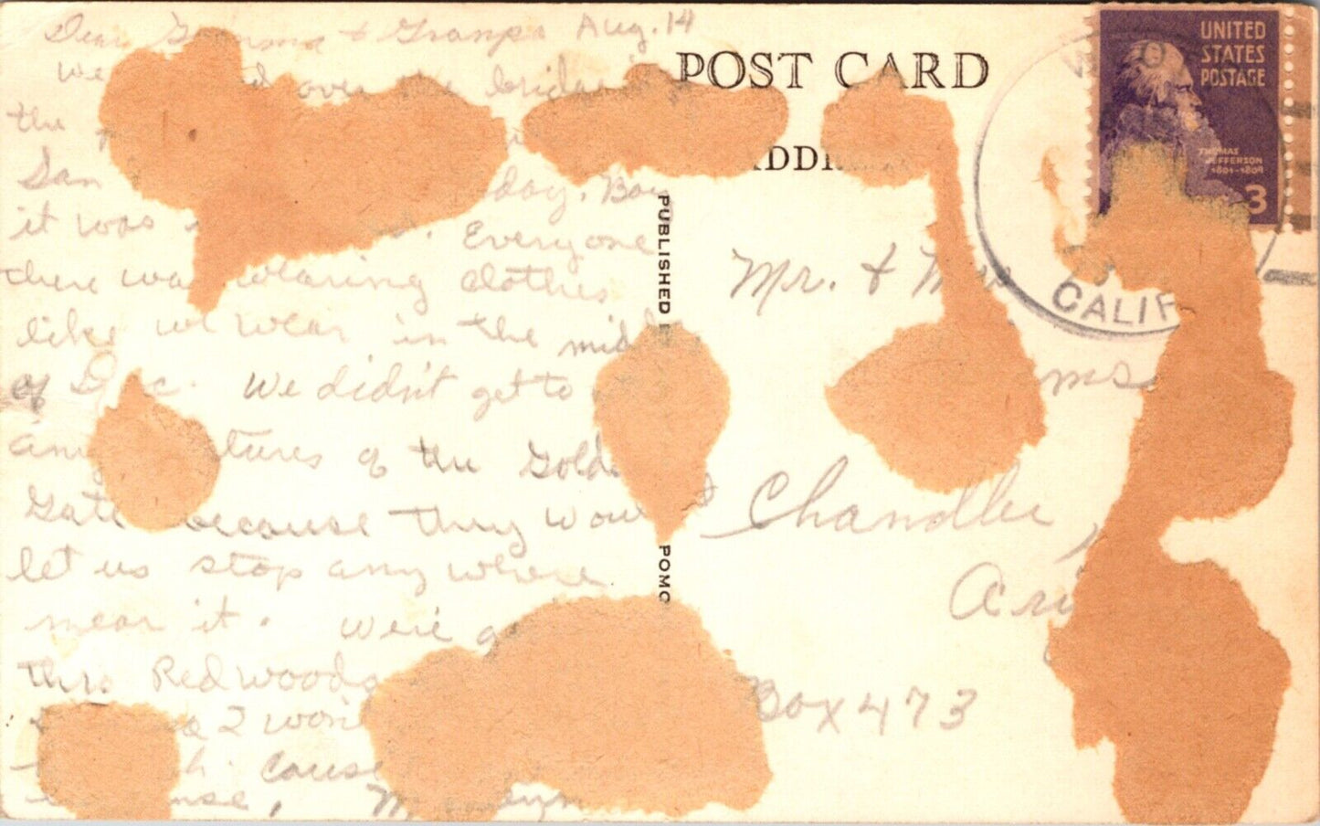 Frashers Fotos RPPC Pacific Ocean San Simeon-Carmel Roosevelt Highway California