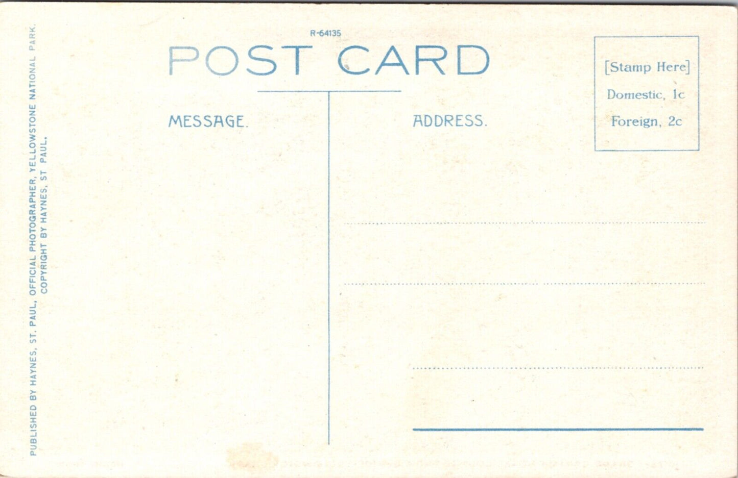 Postcard Grand Canyon Hotel Lounge from Office Yellowstone National Park Wyoming