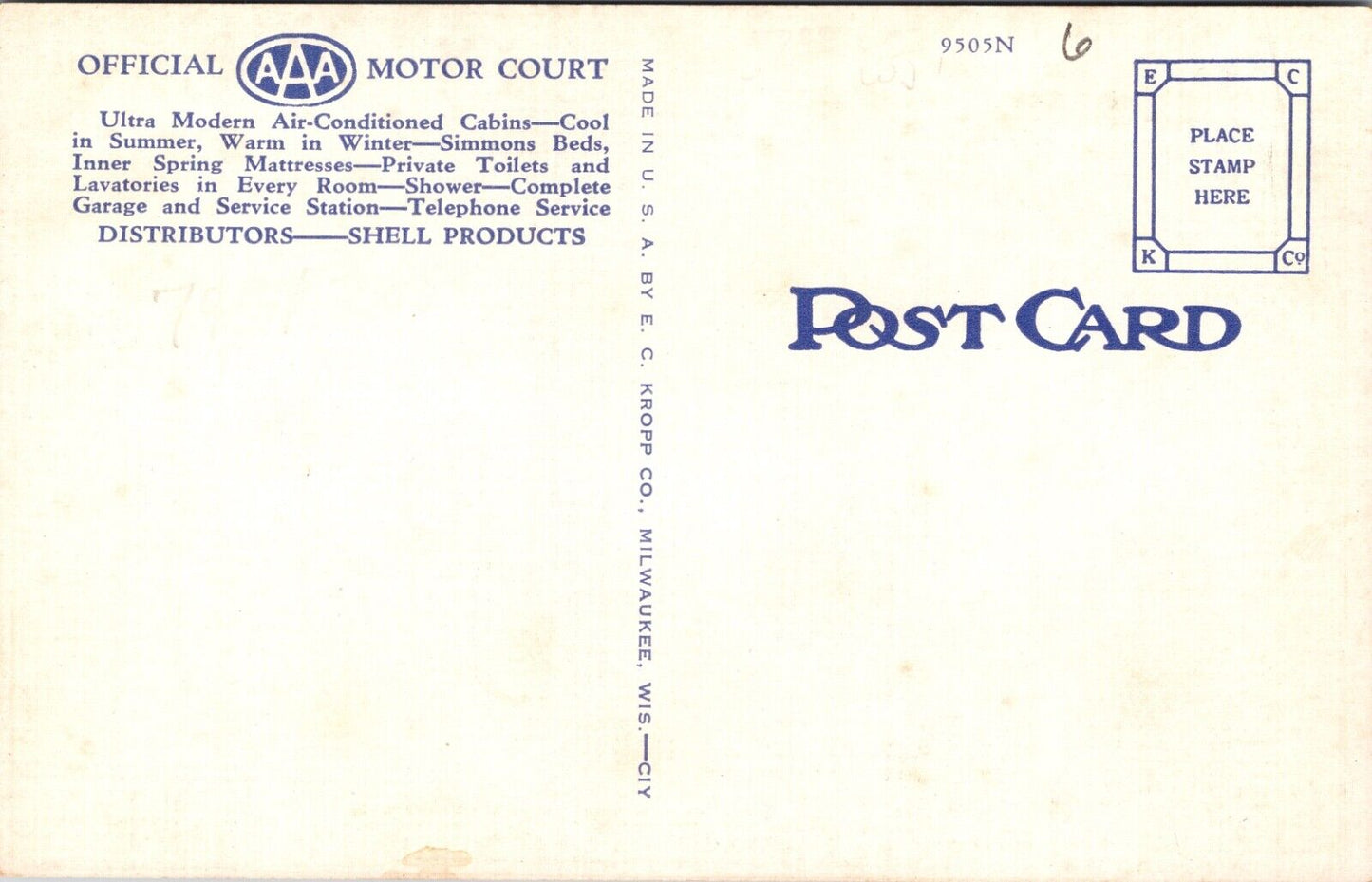 Linen Postcard De Luxe Modern Shell Cabins De Grand Motor Co Escanaba, Michigan