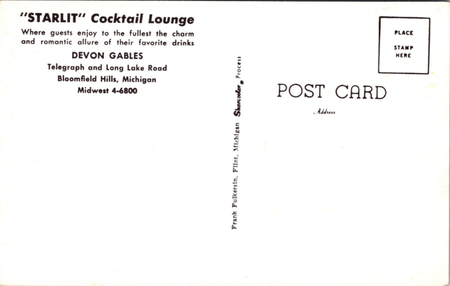 Postcard Starlit Cocktail Lounge at Devon Gables in Bloomfield Hills, Michigan