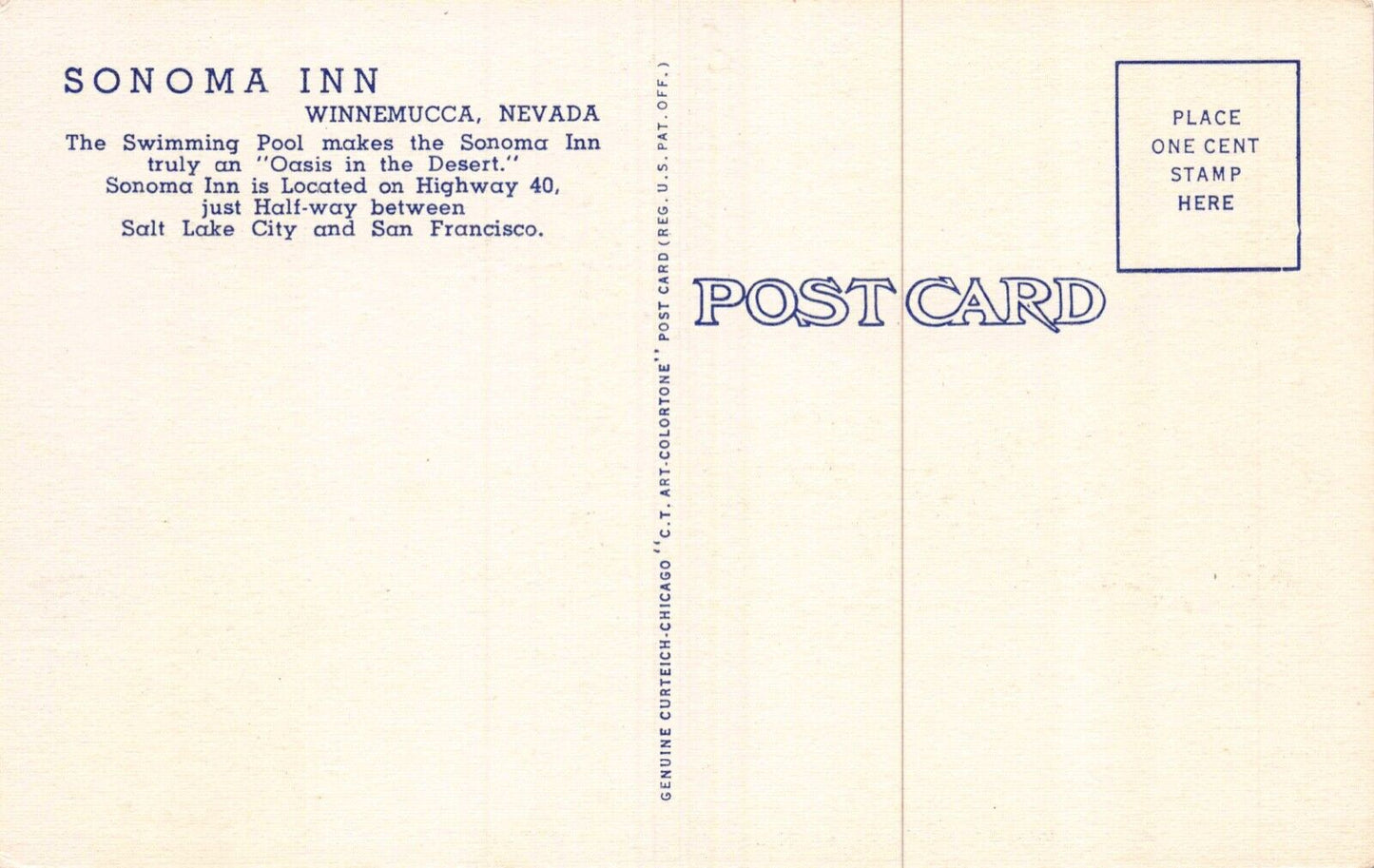 Linen Postcard Swimming Pool at Sonoma Inn in Winnemucca, Nevada