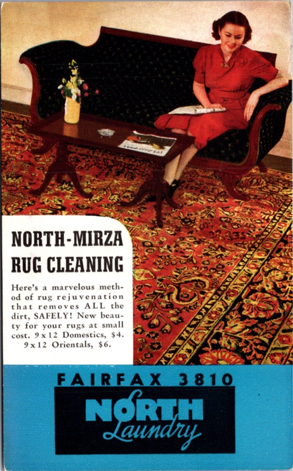 Postcard North-Mirza Rug Cleaning Fairfax 3810 North Laundry