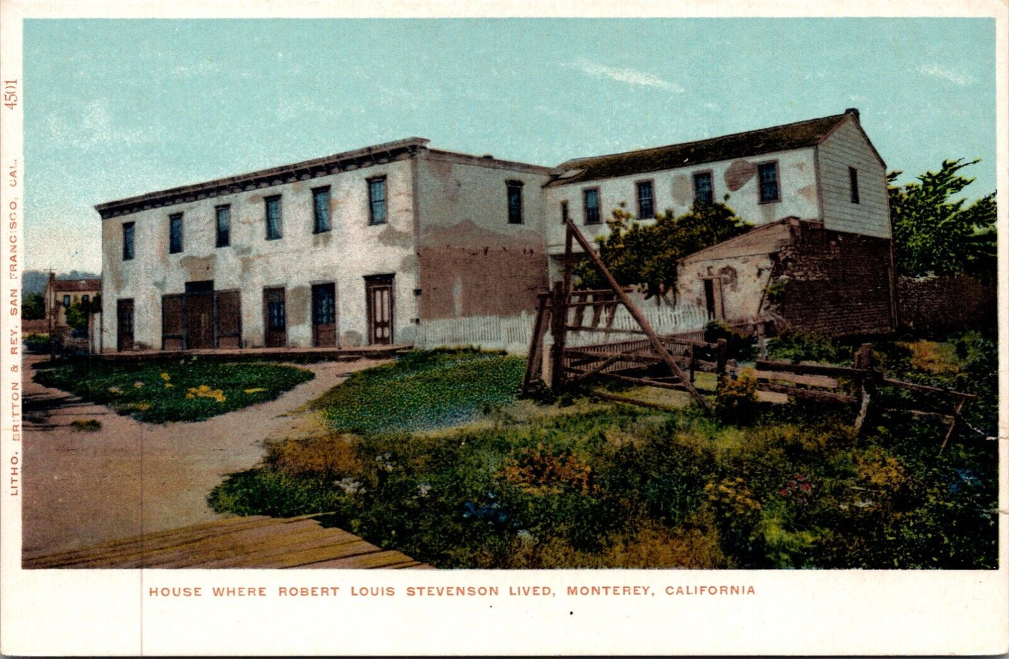 Postcard House Where Robert Louis Stevenson Lived in Monterey, California