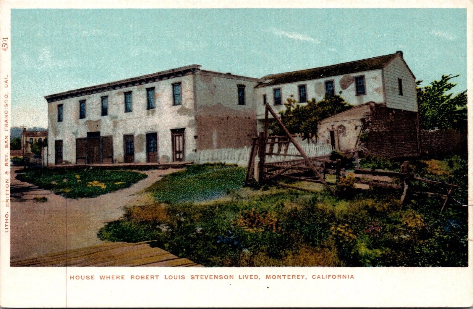 Postcard House Where Robert Louis Stevenson Lived in Monterey, California