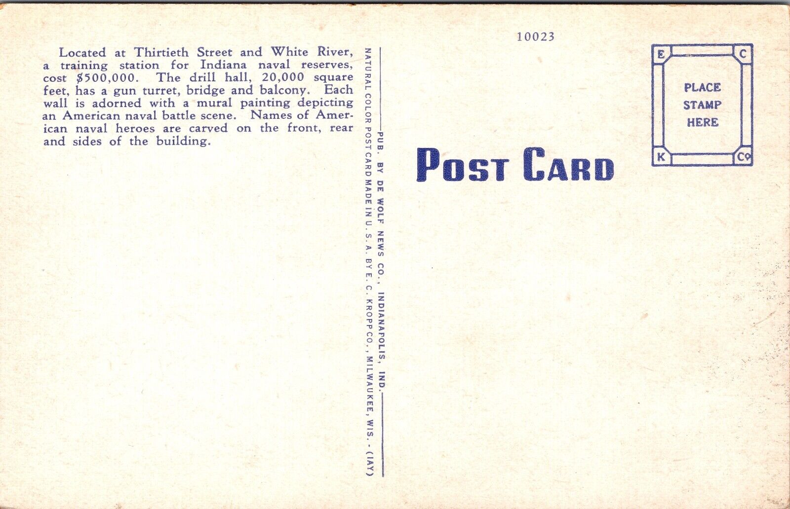 Postcard Naval Armory in Indianapolis, Indiana