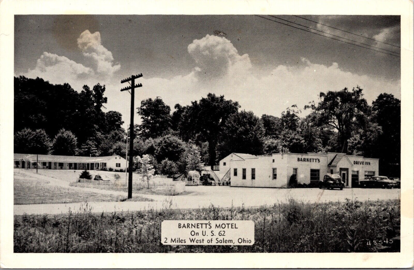 Postcard Barnett's Motel U.S. 62 in Salem, Ohio