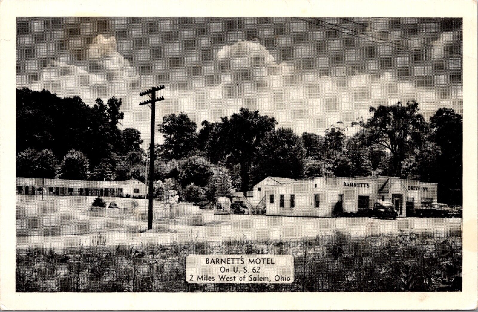 Postcard Barnett's Motel U.S. 62 in Salem, Ohio