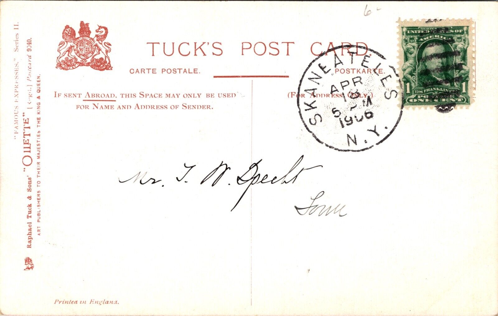 1906 Postcard England UK Bournemouth Express Train LSWR Raphael Tuck
