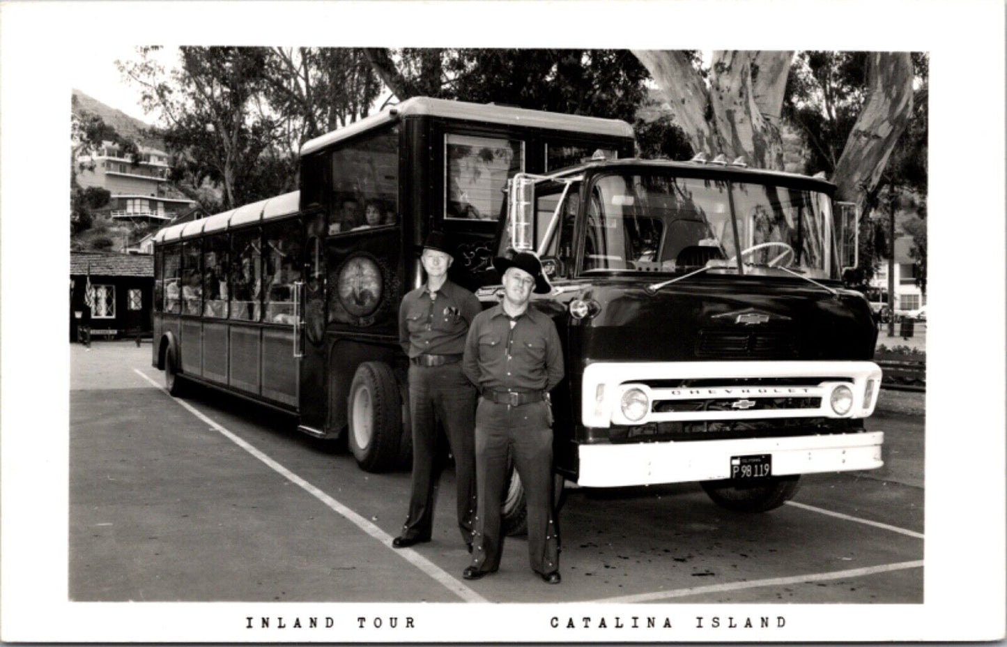 Real Photo PC Inland Tour Bus Truck Guides Driver Catalina Island California