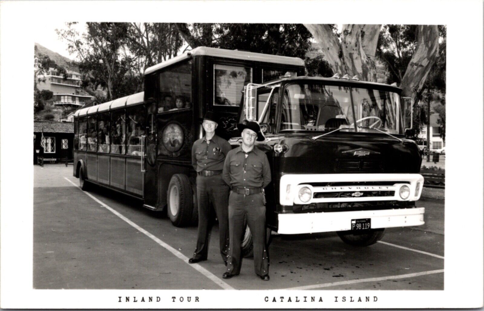 Real Photo PC Inland Tour Bus Truck Guides Driver Catalina Island California