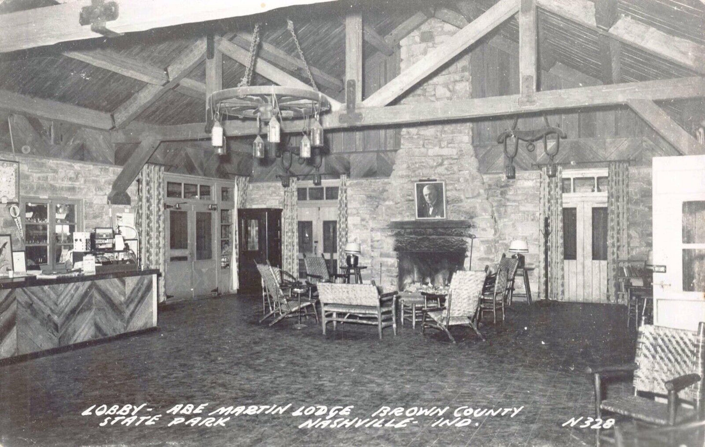 RPPC Lobby Abe Martin Lodge Brown County State Park in Nashville, Indiana