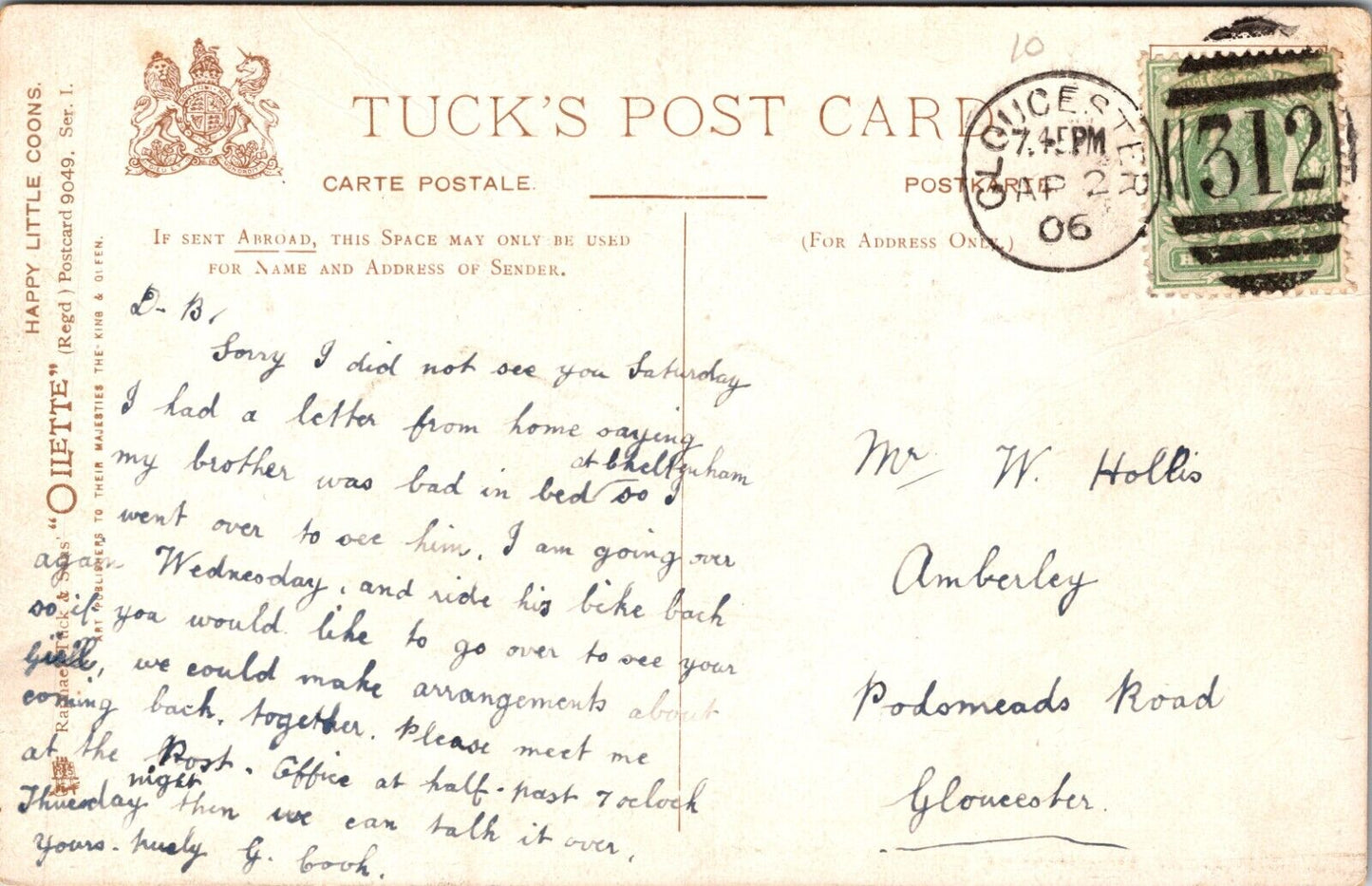 1906 Postcard a/sHDS Little African-American in Girl Red Dress “Quite the Lady”