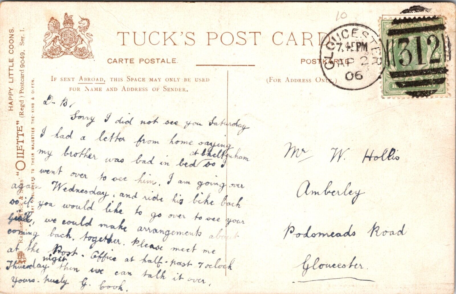 1906 Postcard a/sHDS Little African-American in Girl Red Dress “Quite the Lady”