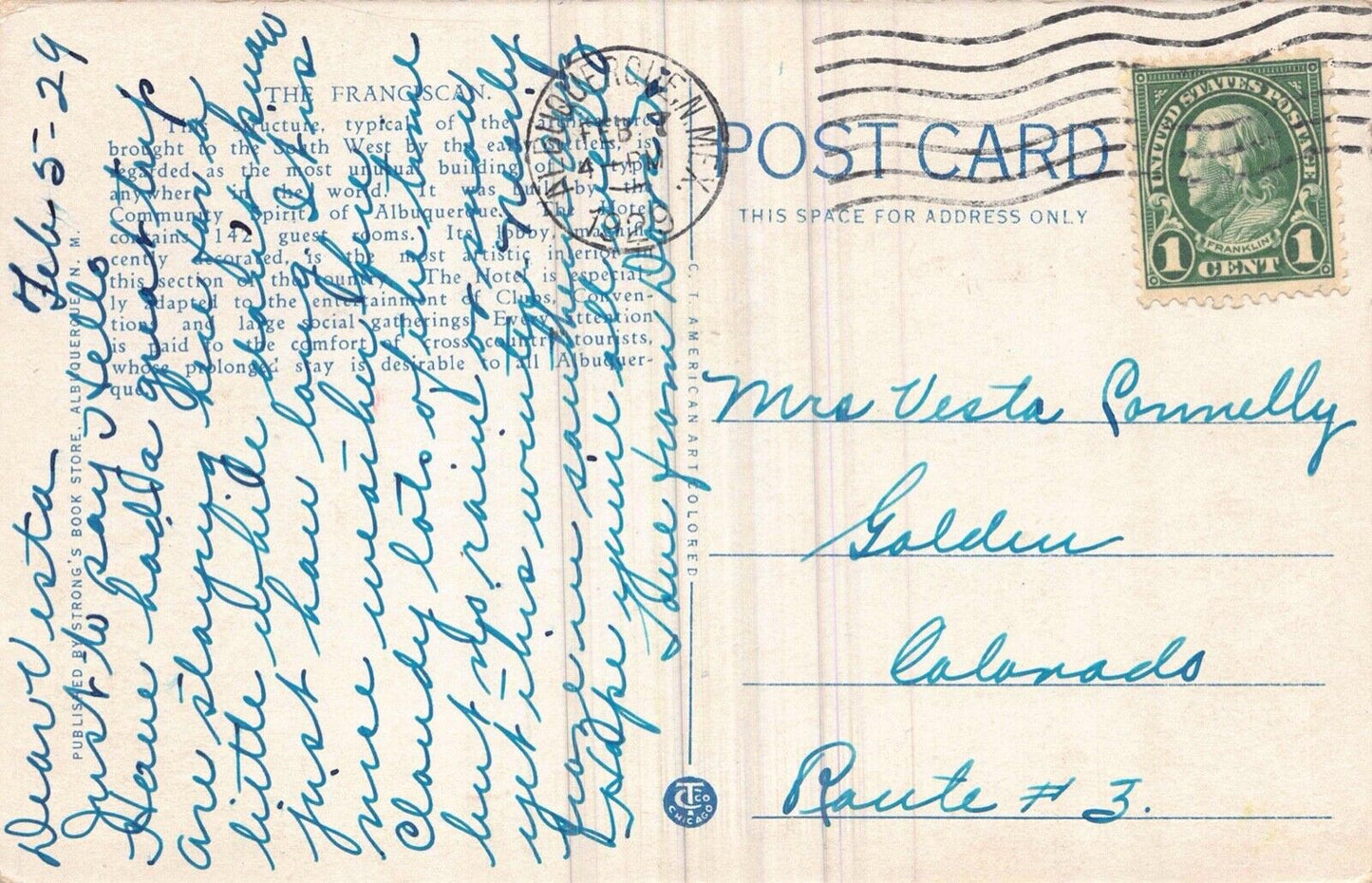 Postcard The Franciscan Hotel in Albuquerque, New Mexico