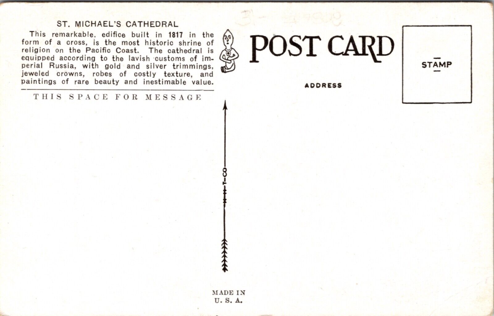 Postcard Russian Church in Sitka, Alaska