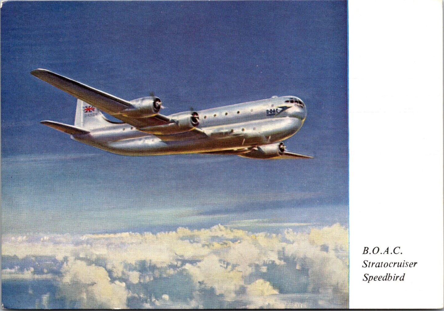 Postcard B.O.A.C. Stratocruiser Speedbird Airplane British Overseas Airways Corp
