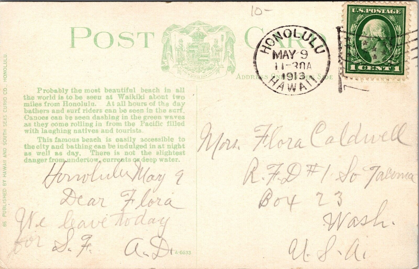 Waikiki Beach Honolulu Hawaii Postcard