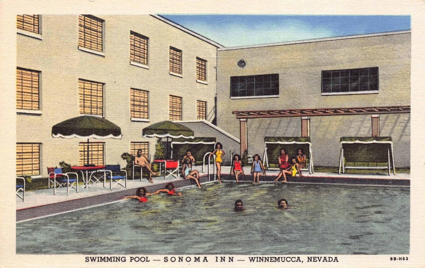 Linen Postcard Swimming Pool at Sonoma Inn in Winnemucca, Nevada