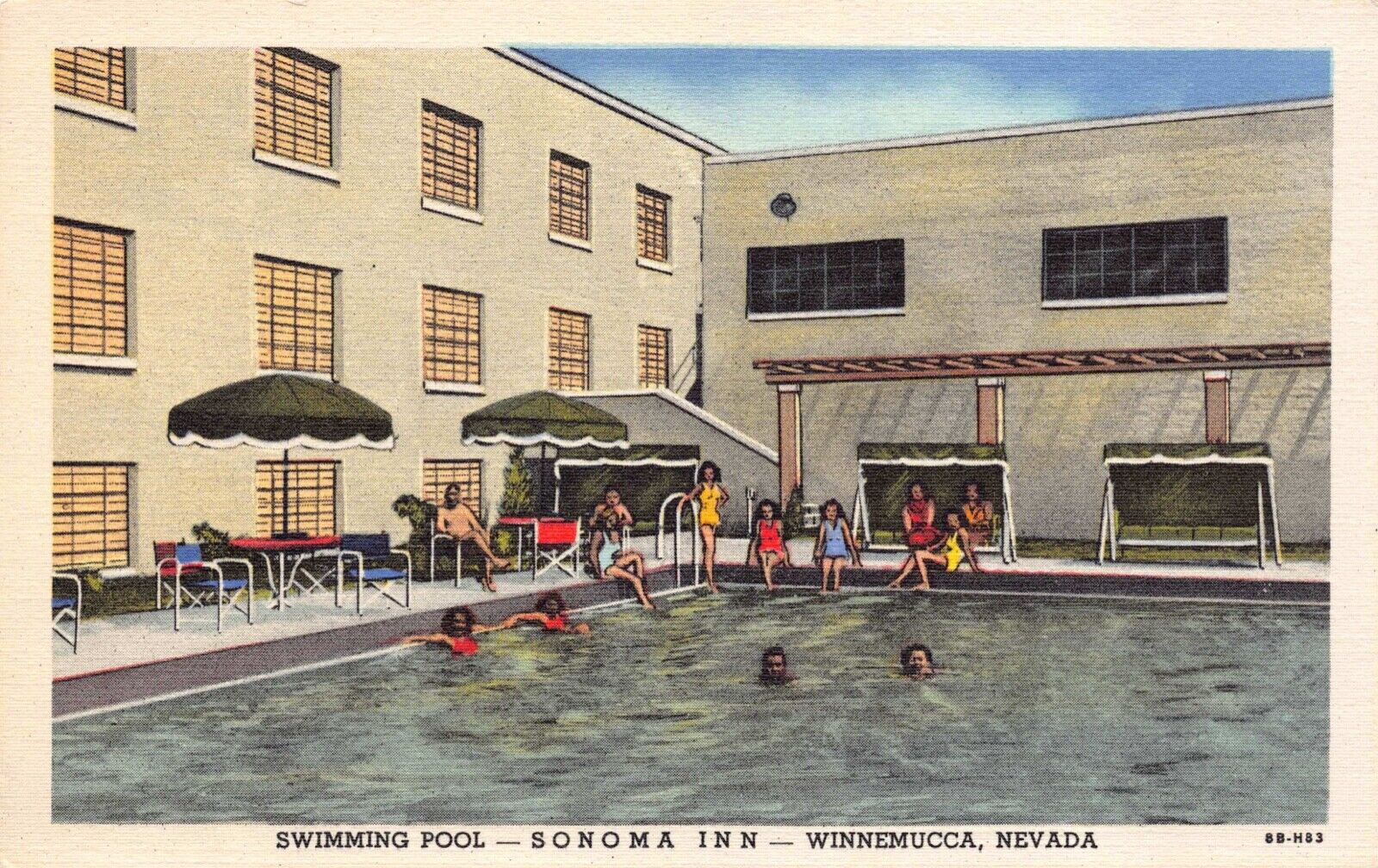 Linen Postcard Swimming Pool at Sonoma Inn in Winnemucca, Nevada