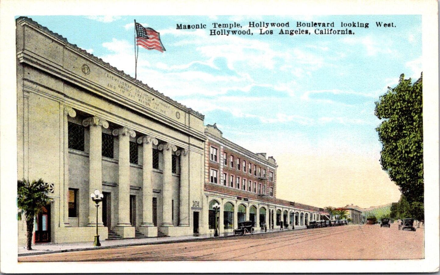 PC Masonic Temple on Hollywood Boulevard Looking West Los Angeles California