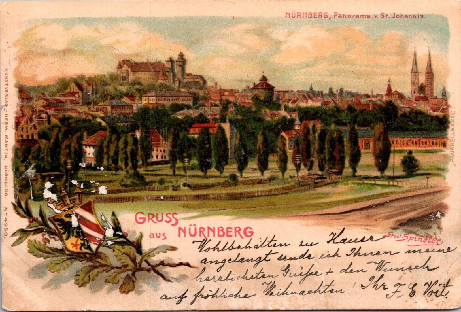 1902 Postcard Gruss Aus Nuremberg Germany City View Recipient: John Wanamaker