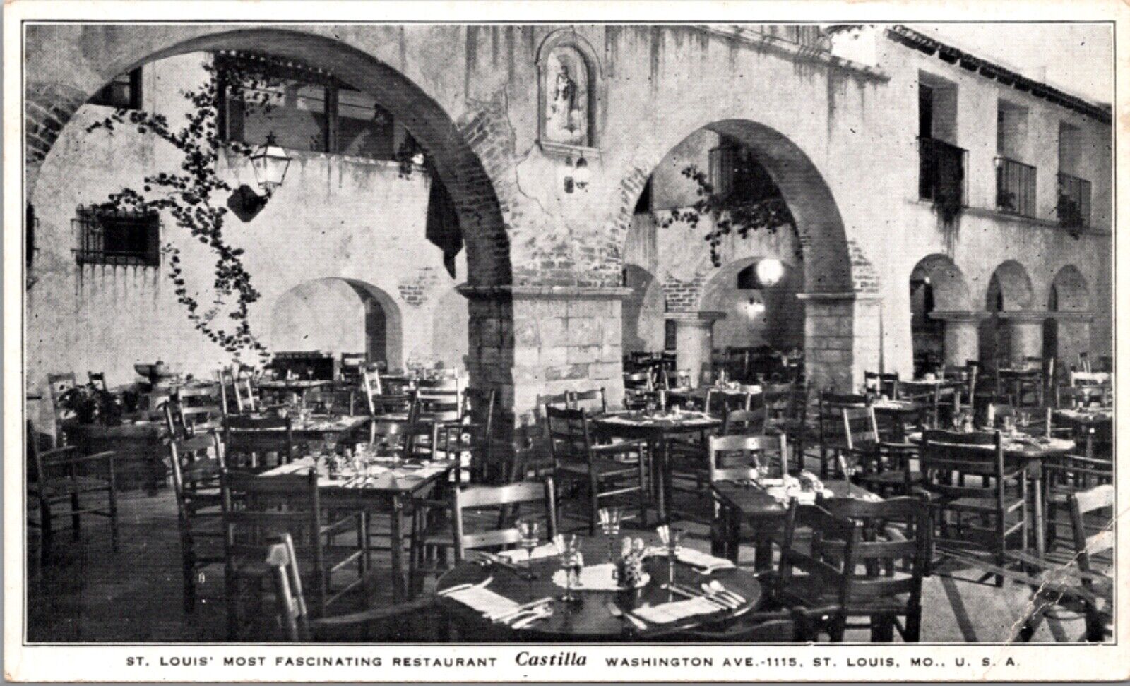 Postcard Castilla Restaurant, Washington Ave in Saint Louis, Missouri