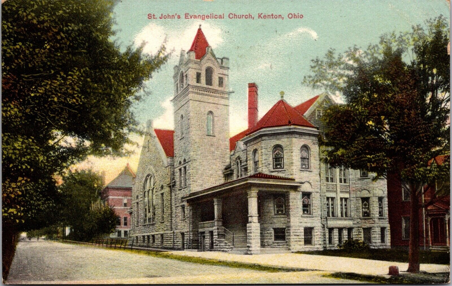 Postcard St. John's Evangelical Church in Kenton, Ohio