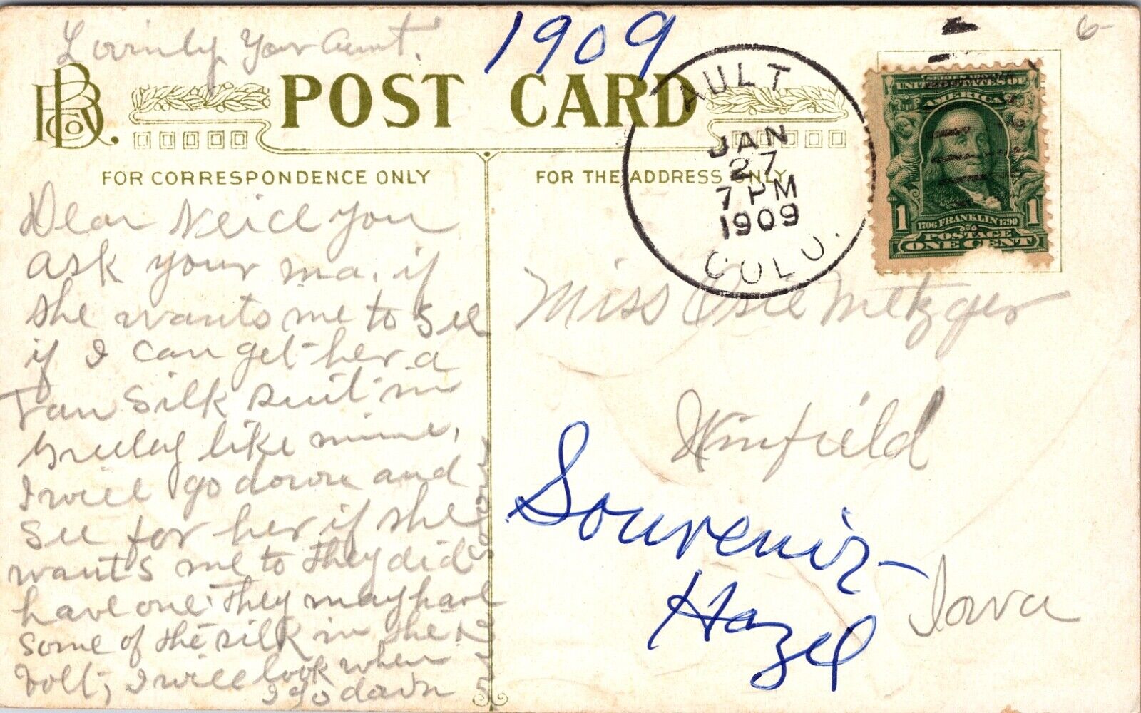 With Best Love and Greetings PC Cherub Cupid Carrying Torch Around World Earth