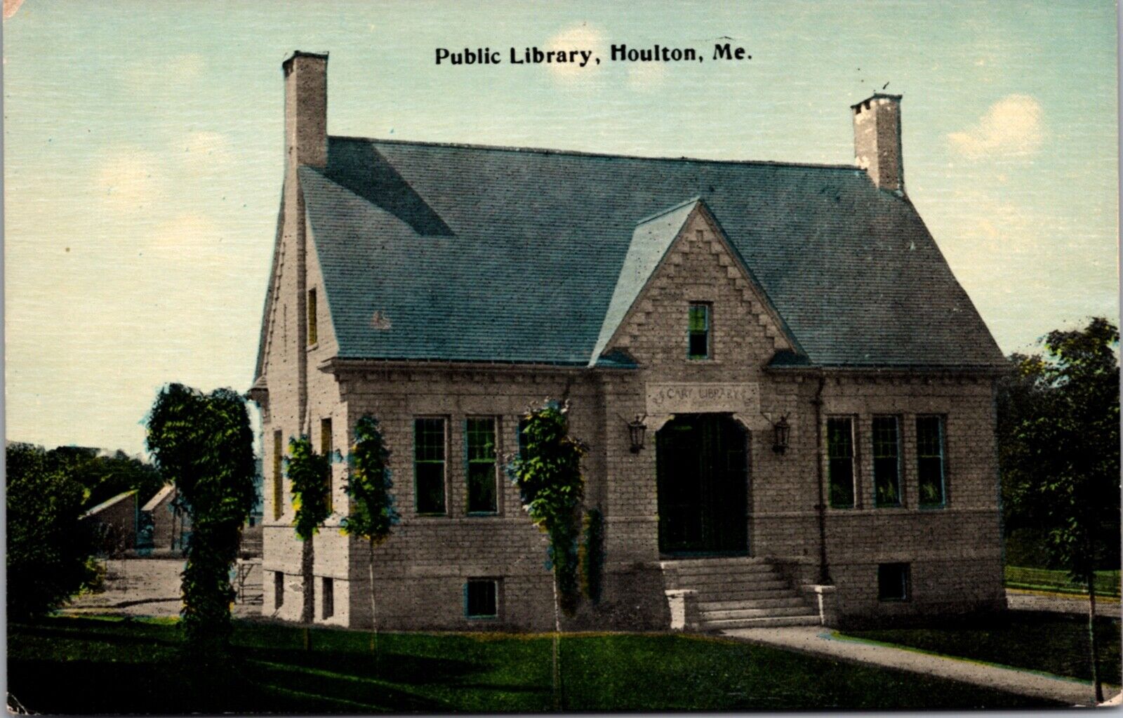 Postcard Public Library in Houlton, Maine