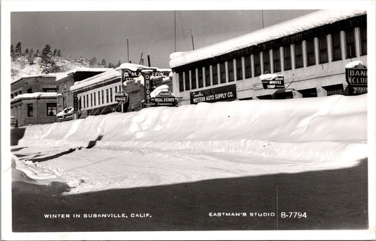 Winter in Susanville, California Waffle Shop Coca-Cola Drug Store Auto Supply