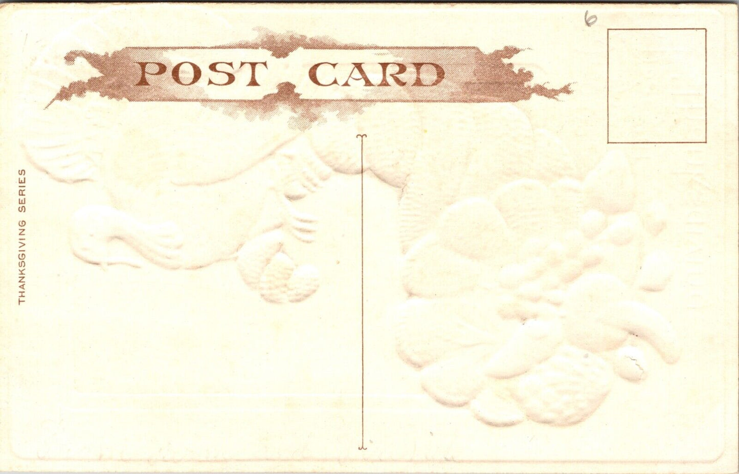 Wishing You A Peaceful Thanksgiving Postcard Turkey Standing on a Horn of Plenty