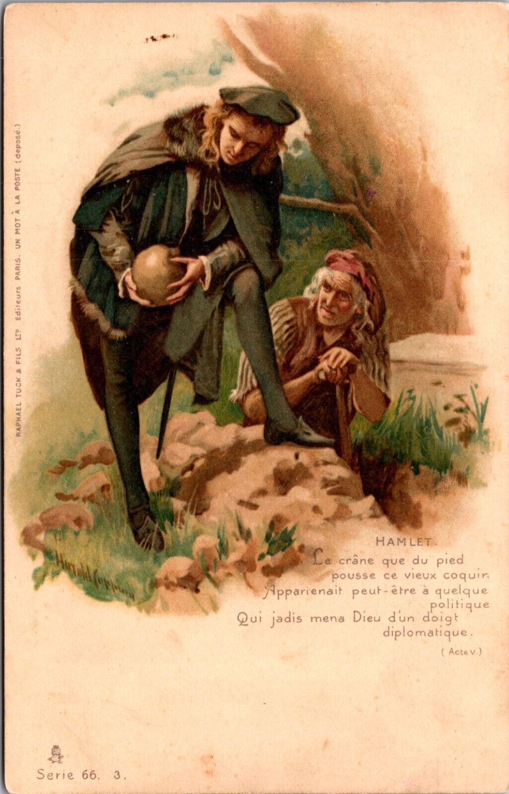 Vintage Postcard The Skull Scene in Hamlet Alas poor Yorick R Tuck c 1906