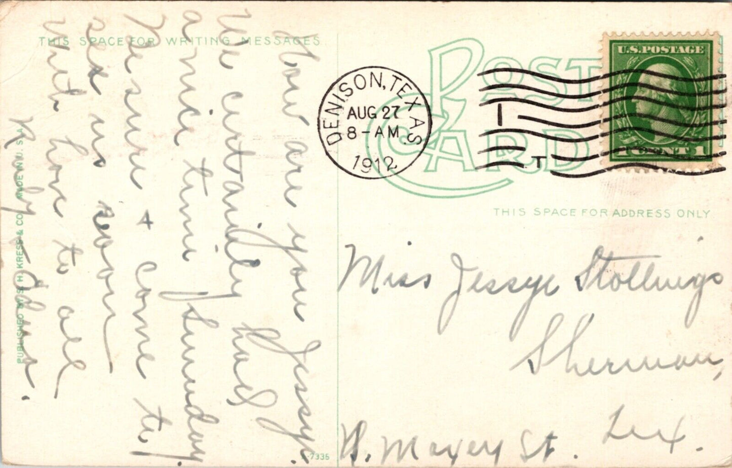 Postcard U.S. Post Office in Denison, Texas